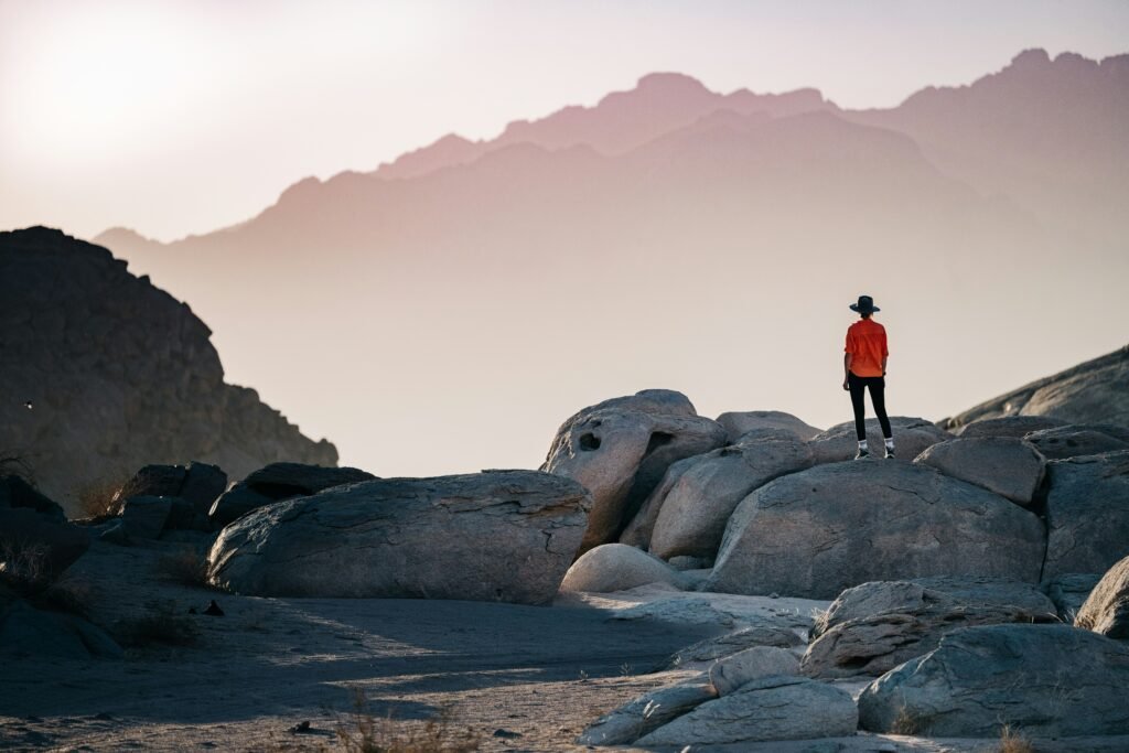 A girl on mountain