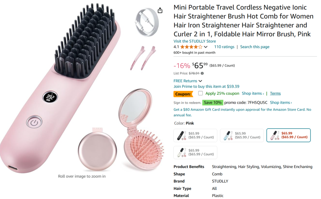 When packing for a trip, space-saving essentials are key. Enter the Mini Portable Cordless Negative Ionic Hair Straightener Brush, a multifunctional tool designed for travellers who love style and convenience. This 2-in-1 hair straightener and curler is perfect for on-the-go touch-ups, giving you sleek, shiny hair in minutes.